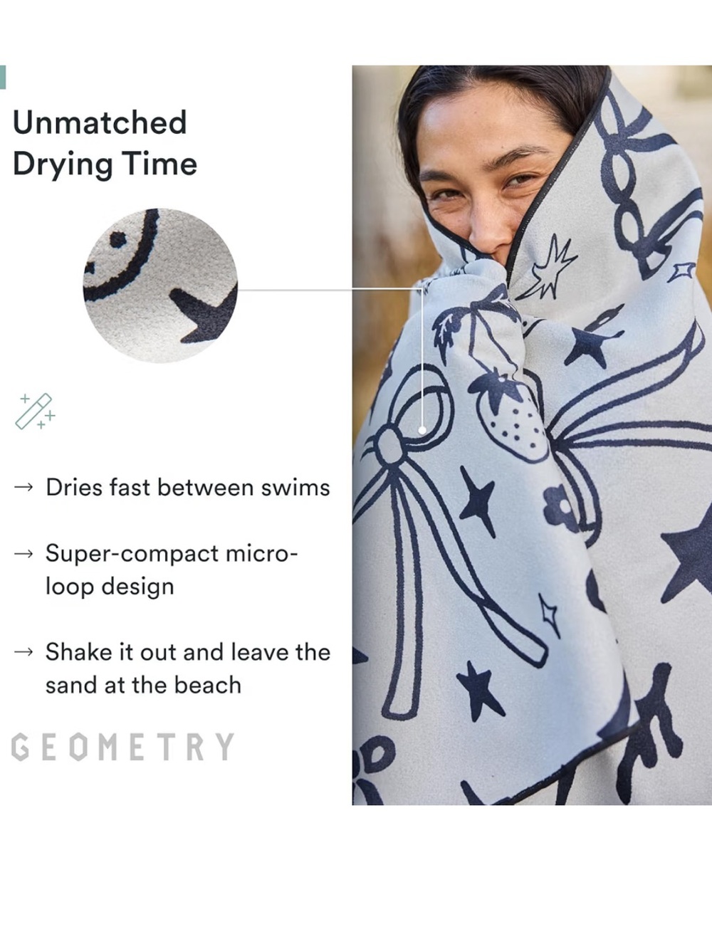 🖤GEOMETRY Micro-Loop Beach Towel – Quick-Dry, Sand-Resistant (Earth & Sea) - Picture 3 of 7